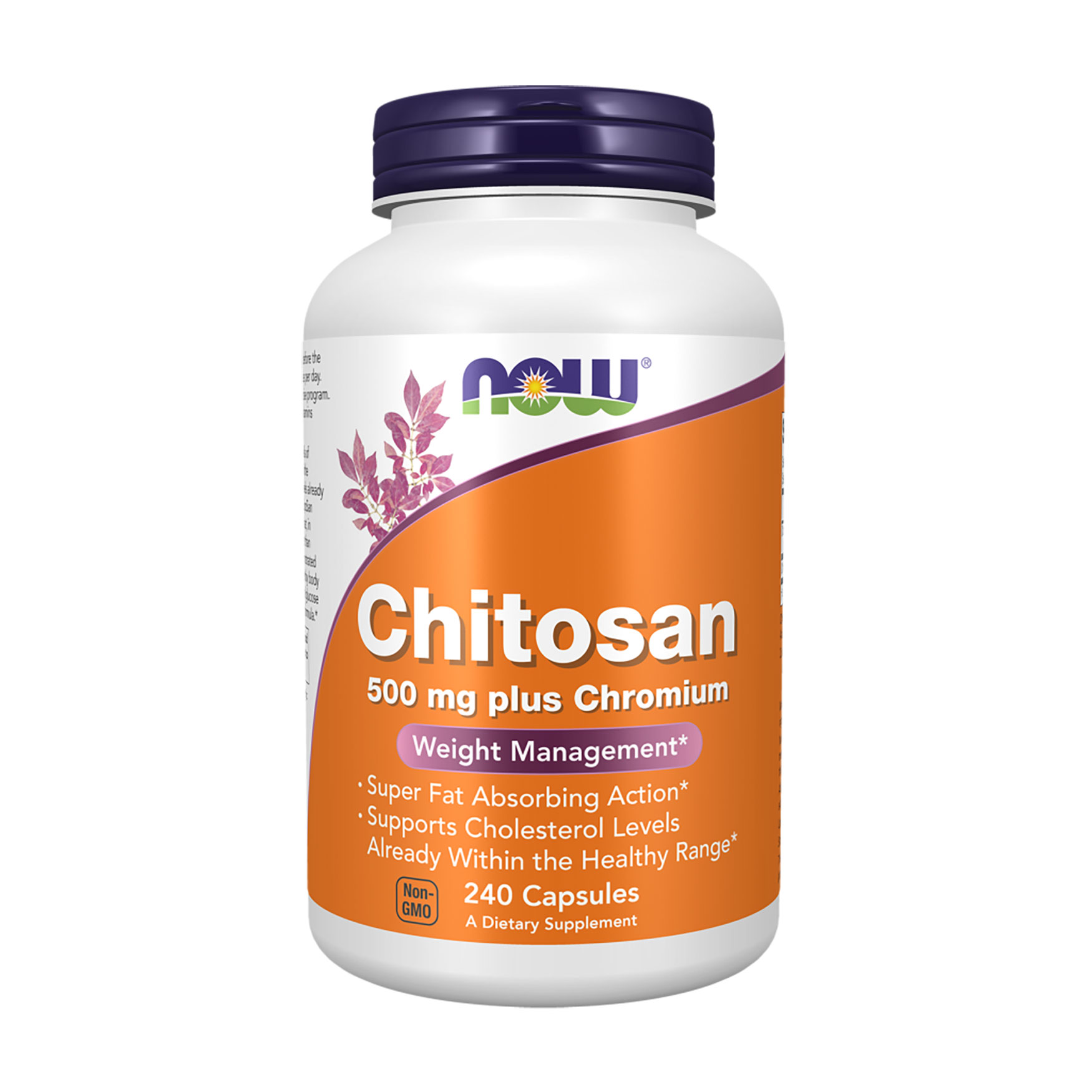 Хітозан 500 мг + хром NOW foods Chitosan 500 mg plus Chromium, 240 капсул